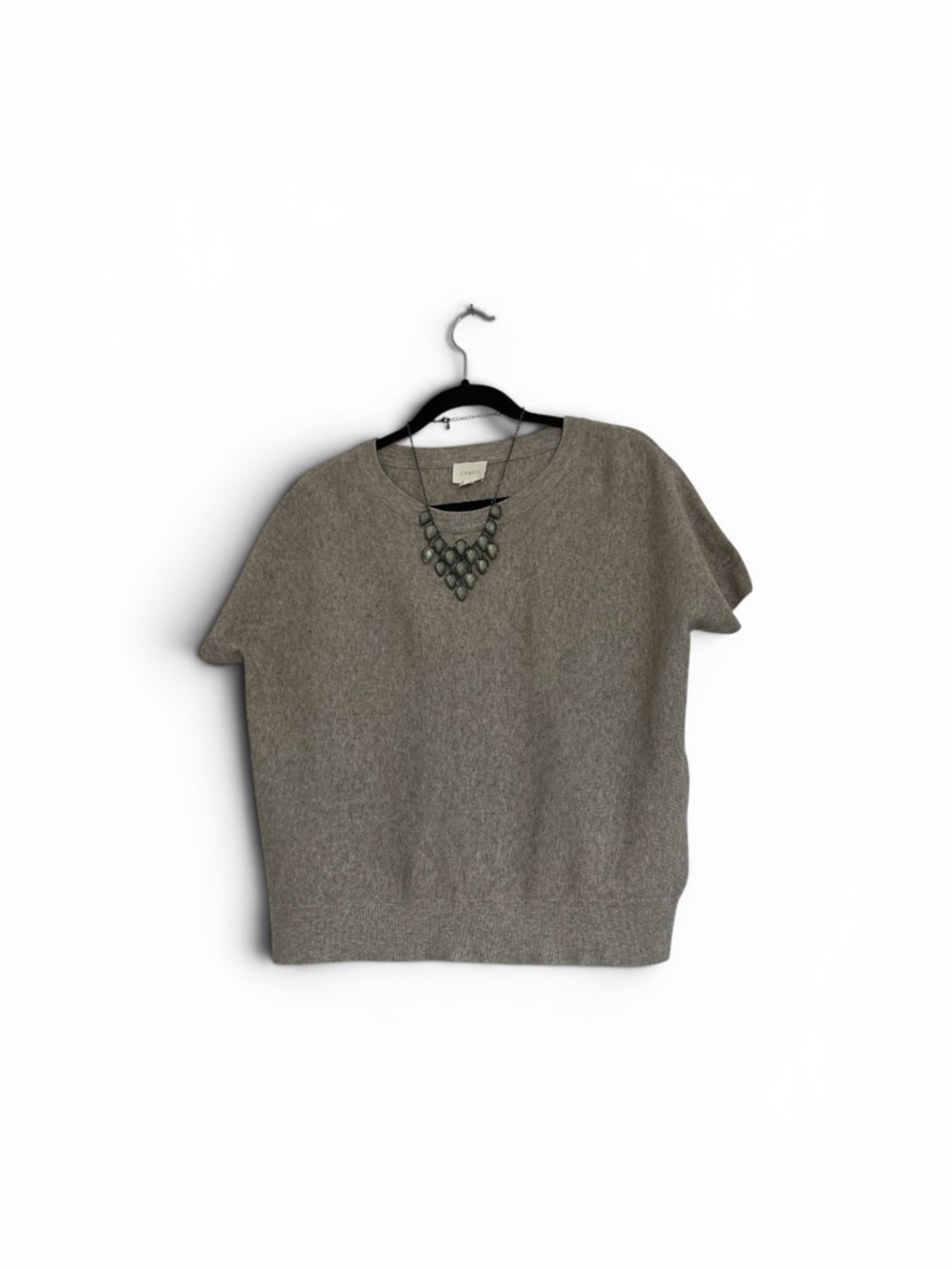 Cyrus Short-Sleeve Crewneck Sweater in Taupe Large